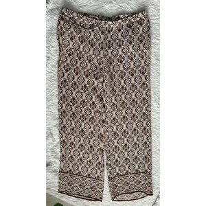 Max Studio brown printed casual pants elastic waistband with pocket Large